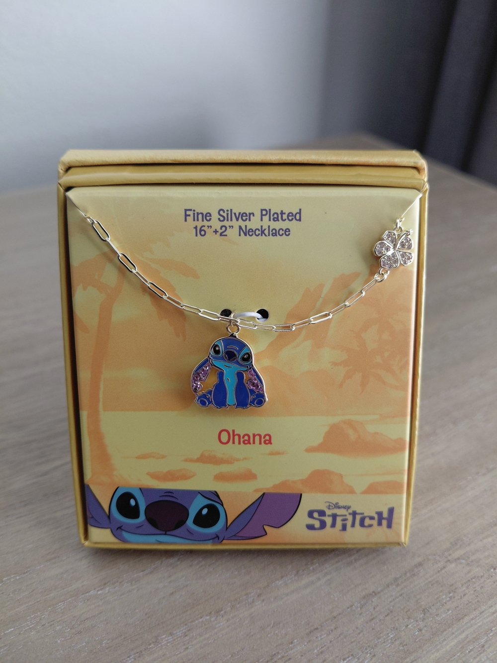 Disney Silver-Plated Stitch Ohana Necklace - Blue, Purple, Gold